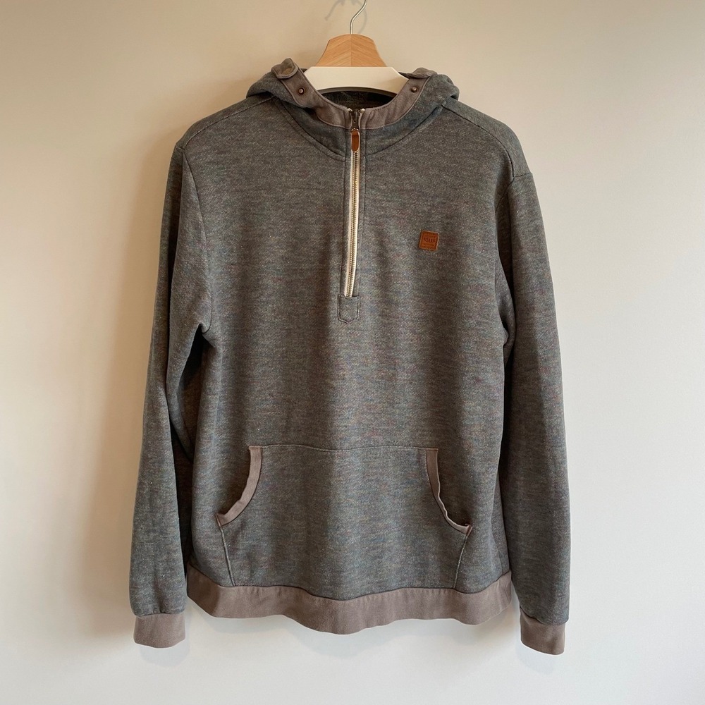 Roark Revival Artifacts of Adventure Quarter Zip Hoodie Space Dye Grey Size M